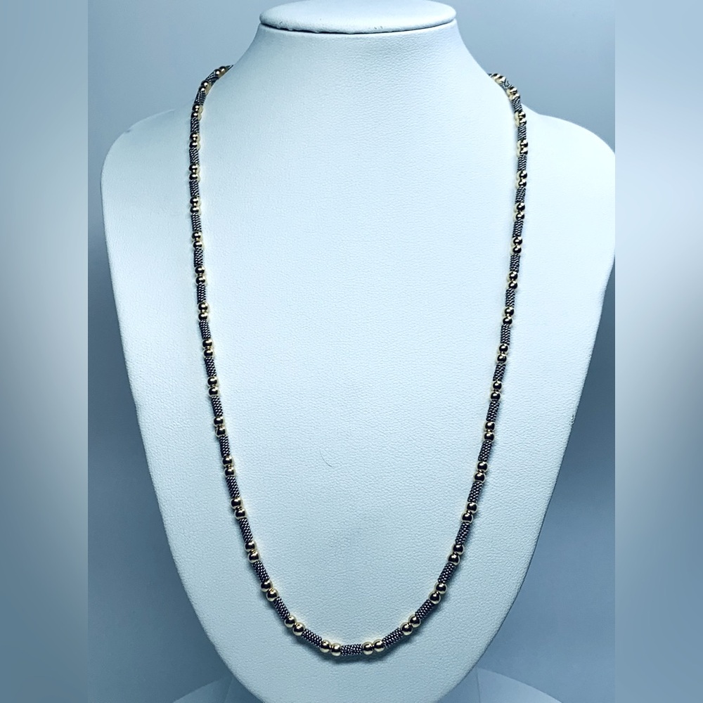 Vintage Sterling Silver Wire Tube & 14K Bead 18” Necklace w/Bracelet Available